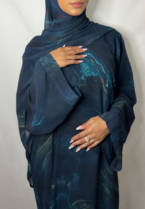 Amara Marble Abaya – Midnight