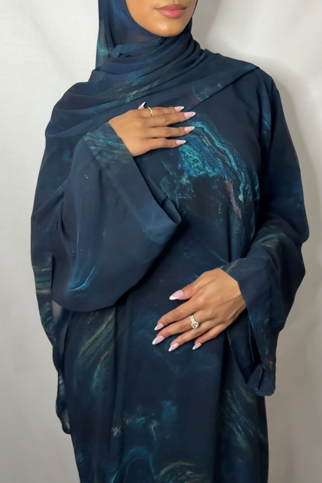 Amara Marble Abaya – Midnight